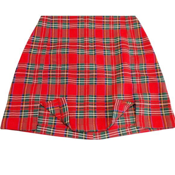 Brandy Melville High Waist Mini Skirt 90s Tartan Plaid Holiday Womens Waist 22/S - Picture 6 of 10